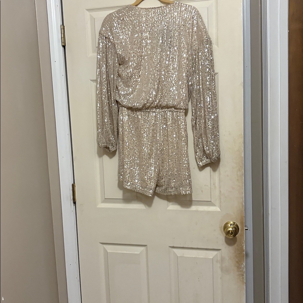 Fashion Nova Sequin Long Sleeve Dress in Gold - Picture 3 of 4